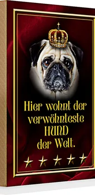 Produktbild von Holzschild Spruch 20x30cm hier wohnt Hund der Welt