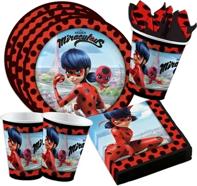 Produktbild von Miraculous Ladybug & Cat Noir Partyset zum Kindergeburtstag 36 tlg.