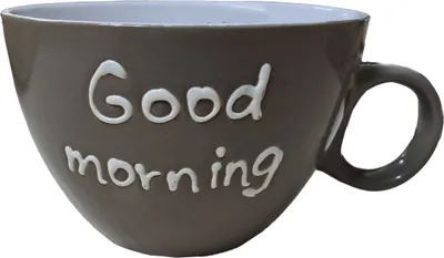Produktbild von Tasse Becher Good Morning Braun Kaffetasse Steingut Mug Teetasse Milchkaffeetasse