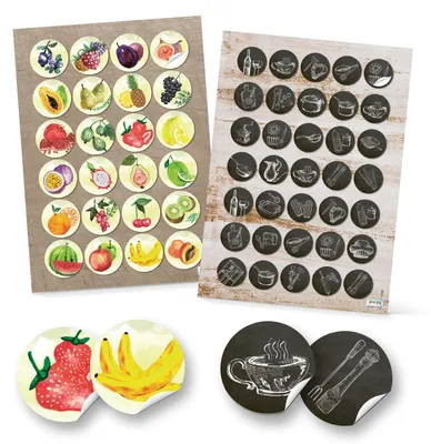 Produktbild von Logbuch-Verlag 24 + 35 runde Aufkleber Küche Essen Küchenaufkleber Küchen-DEKO Sticker Obst Früchte Küche Kinder basteln 4 und 3 cm Deko Etiketten