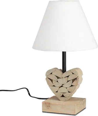Produktbild von Tischlampe Herz Nature H. 34cm naturbraun mit Stoffschirm Formano