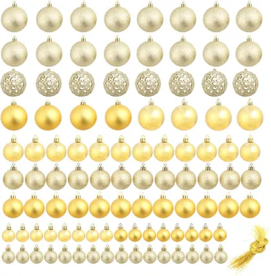 Produktbild von vidaXL 100-tlg. Weihnachtskugel-Set 3/4/6 cm Golden