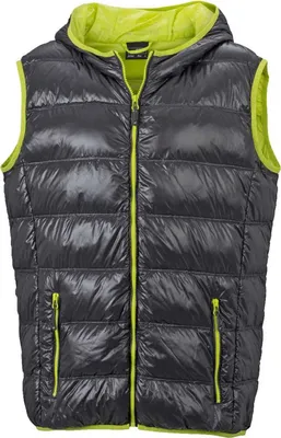 Produktbild von James & Nicholson Männer Daunenweste JN1062 Gr. M carbon/acid-yellow