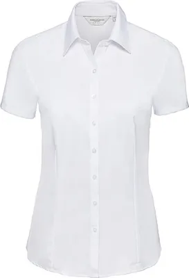 Produktbild von Russel Damen Bluse T-Shirt Business Longsleeve Oberteil Shirt kurzarm, Größe:XS (34), Farbe:Weiß