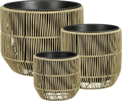 Produktbild von Mica Decorations Peta Blumentöpfe – Set von 3 – Pflanzentopf für Blumen und Außenpflanzen – Für den Außenbereich – Grün