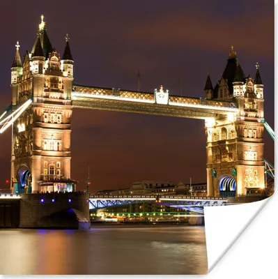 Produktbild von MuchoWow® Poster London - Nacht - Brücke 50x50 cm - Wohnzimmerdekoration
