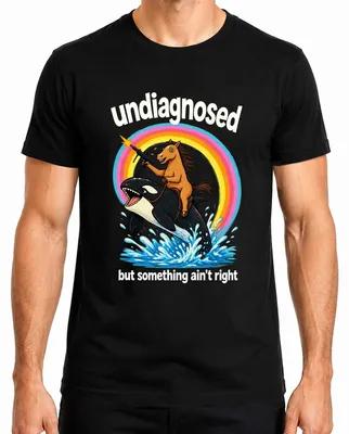 Obrázek produktu pro Tričko s nápisem "Undiagnosed But Something Ain't Right Pferd Statement" (Nediagnostikováno, ale něco není v pořádku, výrok od Pferd), černé barvy, velikost XL