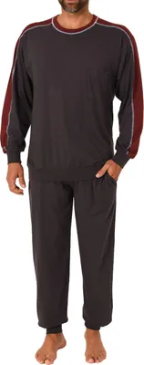 Produktbild von Lässiger Herren langarm Pyjama Schlafanzug mit Bündchen - 212 101 90 844 ; dunkelgrau , 48