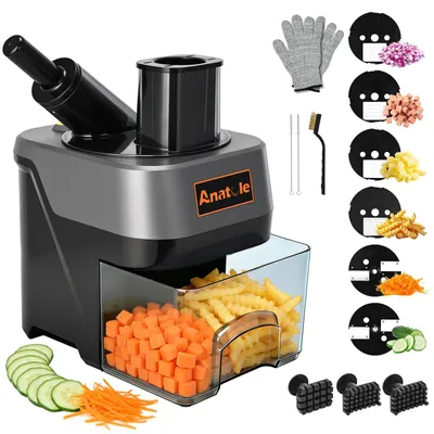 Elektrischer Dicer Slicer Shredder, 100 W, schwarz, 2 Einlässe