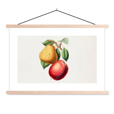 Produktbild von MuchoWow® Textilposter Birne - Apfel - Obst 60x40 cm mit holzfarbenen Rahmen - Bilder