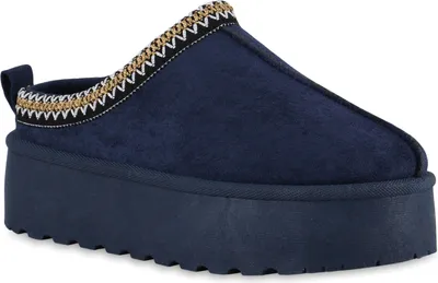 Produktbild von VAN HILL Damen Warm Gefütterte Pantoffeln Hausschuhe Bequeme Prints Schuhe 840734, Farbe: Dunkelblau, Größe: 37