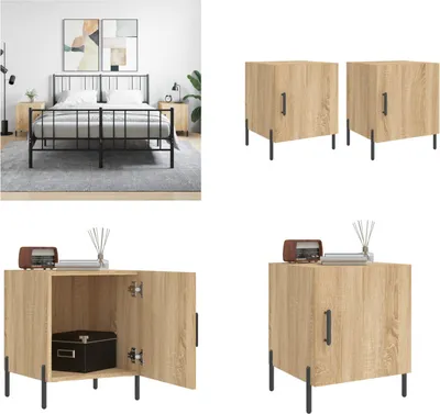 Obrázok produktu pre vidaXL Nočné stolíky 2 ks Sonoma dub 40x40x50 cm materiál na báze dreva - Nočný stolík - Nočné stolíky - Šatníková skriňa - Nočná skrinka