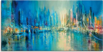 Produktbild von ARTland Leinwandbild Die Stadt Größe: 40x20 cm