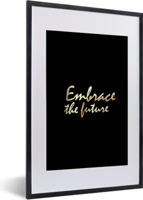 Produktbild von MuchoWow® Gerahmtes Poster Zitate - Motivation - Schwarz - Gold 40x60 cm - Poster mit Schwarzem Bilderrahmen Wandposter Rahmen Foto Bilder - Poster in Rahmen