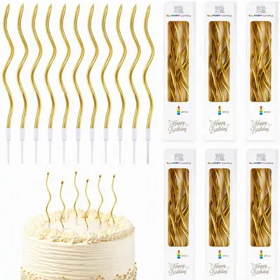 Immagine prodotto di 60 candeline a spirale dorate per torte