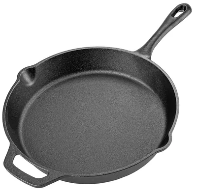 Obrázek produktu pro Litinová pánev – 30 cm – pro indukci a plyn – bez poklice – černá