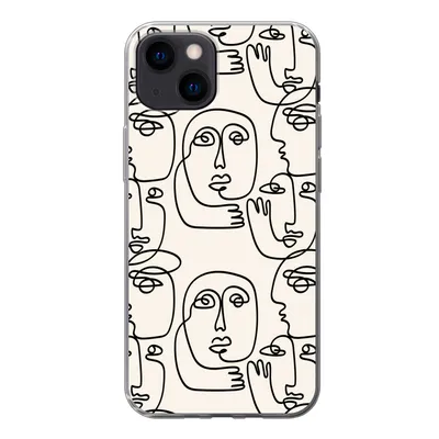 Produktbild von MuchoWow® Handyhülle Schutzhülle Hülle für iPhone 13 mini Gesicht - Muster - Strichzeichnung Silikon Softcase Handy Hülle - Softcase