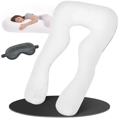 Image de Oreiller ELONEO pour dormir sur le côté avec housse, coussin d'allaitement, coussin de grossesse XXL, blanc