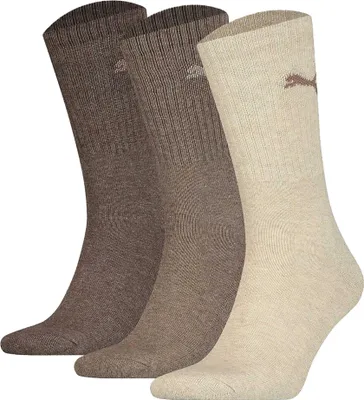 Image de Chaussettes de sport unies PUMA, 3 paires - chaussettes de tennis, chaussettes de sport, mélange marron uni 43-46