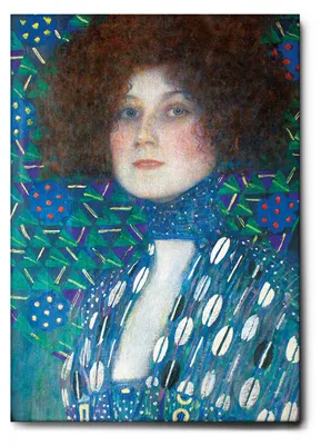 Produktbild von Giallobus - Nahaufnahme von Emilie Floge - Gustav Klimt - 70L x 100W cm - Bild - Leinwand mit Standardrahmen