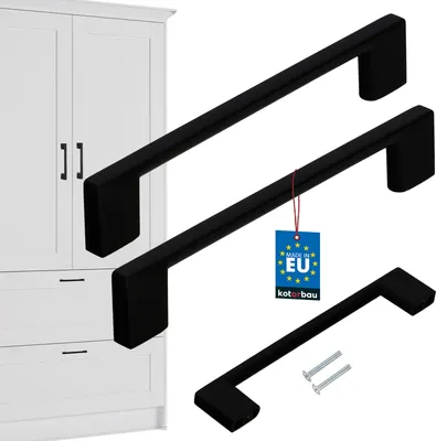 Produktbild von KOTARBAU® 2er Set Möbelgriffe Schwarz 148 mm Griffe Möbel ZnAl Schrankgriffe Griffe Küchenschränke Küchengriffe Schubladengriffe  Möbelgriffe Küchenschrankgriffe Schranktürgriffe Möbel Stangengriff