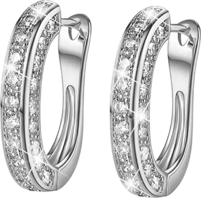 Produktbild von 1 Paar Ohrringe mit Charme, attraktive Ringform, zierliche Huggie-Ohrringe für Damen-Silber