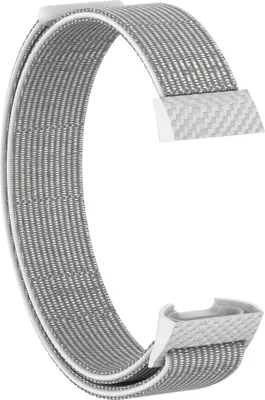 Produktbild von Armband für Fitbit Charge 3 + 4 Ersatzarmband Nylon Klettverschluss Sportarmband atmungsaktiv wasserfest silber / weiß