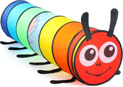 Produktbild von Spieltunnel 180 cm, Raupe Design, für Innen- und Außenbereich, faltbares Pop-up-Zelt