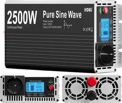 Immagine prodotto di Inverter, onda sinusoidale pura, display LCD, 2500 W, 12 V, 220-230 V, 50 Hz