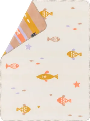 Produktbild von David Fussenegger Babydecke Mila 'Fische' 75 x 100 cm Rohweiß