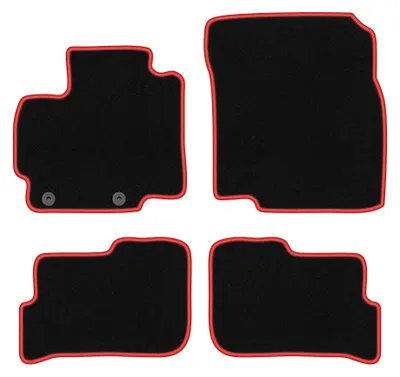 Produktbild von Velours-Fußmatten für Mitsubishi Space Star II 2013- (Schrägheck) – 4-tlg, Schwarz/Rot, passgenau – Wielganizator CARLUX