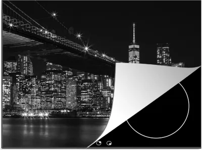 Produktbild von KitchenYeah© Herdabdeckplatte New York - Brooklyn - Brücke , 71x52cm, Küche Deko, Glaskeramikkochfeld Herdabdeckung, Abdeckplatte fùr Kochfeld