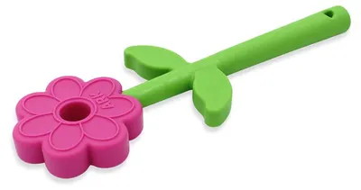 Imagen del producto de ARK Therapeutic: Palo de juguete para masticar con forma de flor. Juguete sensorial rosa, palo de masticación bicolor, ideal para masticar con molares y dientes frontales.