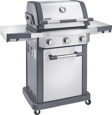 Produktbild von HAMSON Raider 3MR Edelstahl Gasgrill | Grill mit 3 Edelstahlbrennern | Zweiteiliger Gussgrillrost, Thermometer, Aromasystem, Klappbare Seitentische