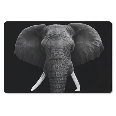 Produktbild von MuchoWow® Schreibtischunterlage Elefant - Wildtiere - Schwarz - Weiß - Porträt 60x40 cm - XXL Mauspad - Großes Mauspad