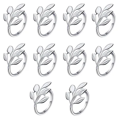 Metall-Serviettenringe, 10 Stück, silber, Blatt-Design, Tischdeko