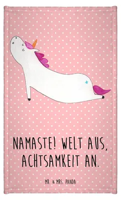 Produktbild von Mr. & Mrs. Panda Handtuch Einhorn Yoga - Rot Pastell - Geschenk, Sport, Unicorn, baumwolle, Klein, Einhörner, Süß, Frotteetuch, gäste wc, Mini-Handtuch