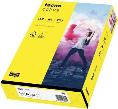 Produktbild von tecno Multifunktionspapier colors A4 160 g/qm gelb 250 Blatt