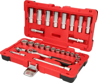Produktbild von KS Tools 951.0627, Steckschlüssel-Satz, 3/8", 27 Kopf/Köpfe, Chrom-Vanadium-Stahl, 2,64 kg