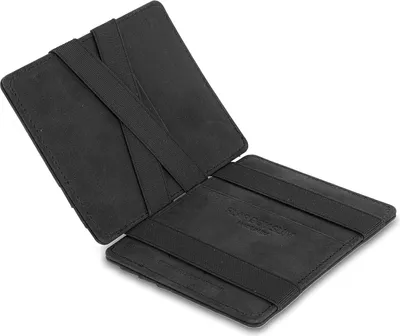 Produktbild von Das Original - Magic Wallet ohne Münzfach integrierter RFID Schutz Magischer Geldbeutel Echtleder (Carbon mit Rot)