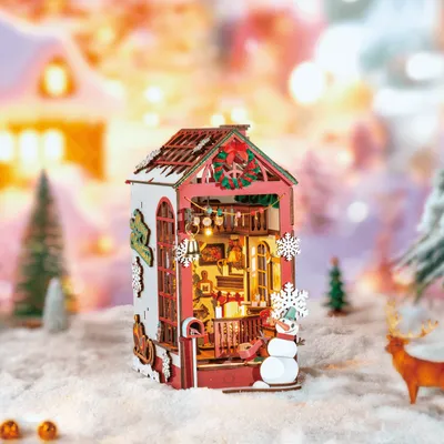 Productafbeelding van RoboTime 3D-puzzel. Boekhouder. Miniatuur huisje. Kerstinterieur