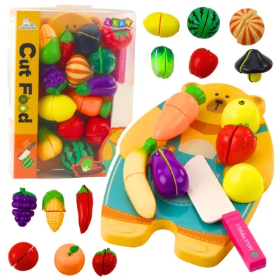 Produktbild von Obst-Gemüse-Schneidebrett-Messer-Set, pädagogisches Zubehör für Kinder