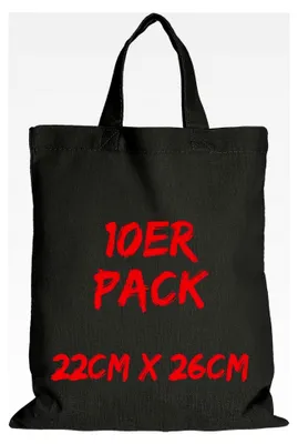Produktbild von Apothekertasche - 10er Set | Schwarz | mit zwei kurzen Henkeln | 22x26cm | Jutebeutel | Einkaufstasche | unbedruckt