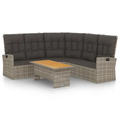 Obrázek produktu pro vidaXL 2dílná zahradní lounge souprava s polštáři Grey Poly Rattan