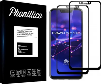Immagine prodotto di Vetro temperato per Huawei MATE 20 LITE [2 pezzi] Pellicola protettiva con bordo nero Antigraffio Resistente al vetro Phonillico®