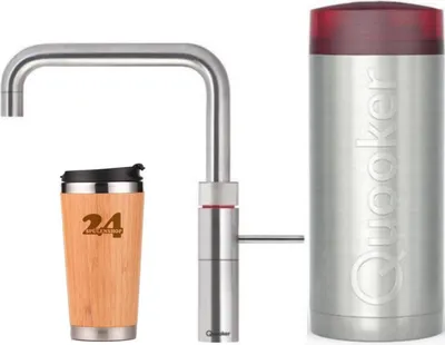 Produktbild von »QUOOKER FUSION Square COMBI+ B Edelstahl & 100°C Armatur (22+FSRVS)«  Spültischmischer mit 100°C Kochendwasserfunktion Inklusive Thermobecher