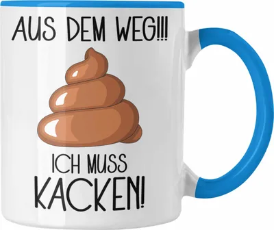 Produktbild von Trendation - Lustige Tasse Aus Dem Weg Ich Muss Kacken Geschenk Vater Papa Bruder (Blau)
