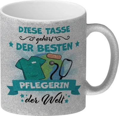 Produktbild von Beste Pflegerin der Welt Glitzer-Kaffeebecher