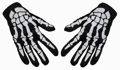 Produktbild von Schwarze Skelett Handschuhe aus 100% Polyester für Halloween-Kostüme, Einheitsgröße