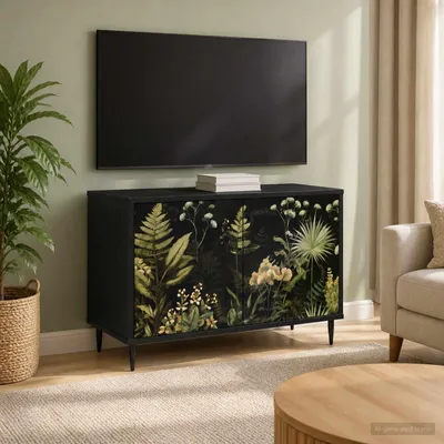 Immagine prodotto di Maison Exclusive - Mobile TV RHENEN, dimensioni 69 x 33 x 50,5 cm, colore nero, finitura effetto legno di quercia